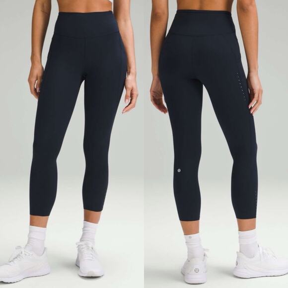Lululemon Fast and Free High-Rise 23" Leggings Updated  Pockets Black Women's 4 - Picture 1 of 13
